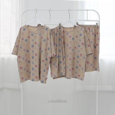 LIME&BLUE01｜(80-118cm MOM )  兔子親子居家服7