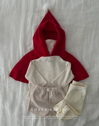 AOSTA65｜(6m-5y) 毛球連帽斗篷3