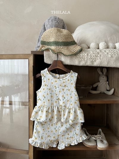 thelala33｜ (70-115) 抓皺碎花荷葉套裝4