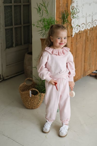 FLO30｜(75-140) 2色荷葉花瓣邊縮口長褲1