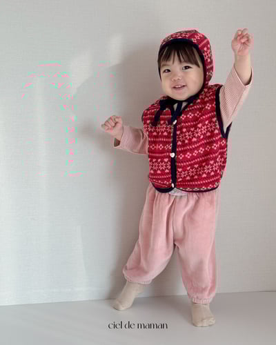 Cieldemaman10｜(6M~24M)  2色雪花針織背心含帽子14