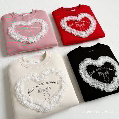 vivid69｜(78cm-125cm) 蕾絲愛心印花休閒上衣3