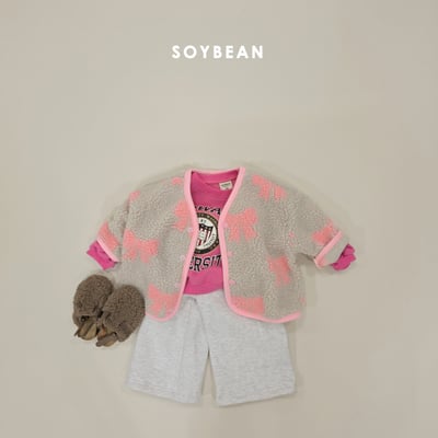 Soybean32｜(75cm-118cm) 抓絨蝴蝶結印花開襟外套12