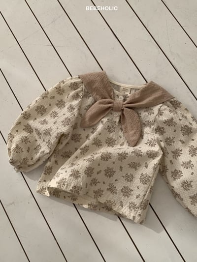 Bebe holic41｜(3m-18m) 領結碎花娃娃袖襯衫8