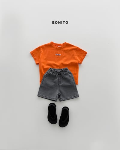 Bonito48｜(75cm-125cm) 5色小標貼圓領上衣18