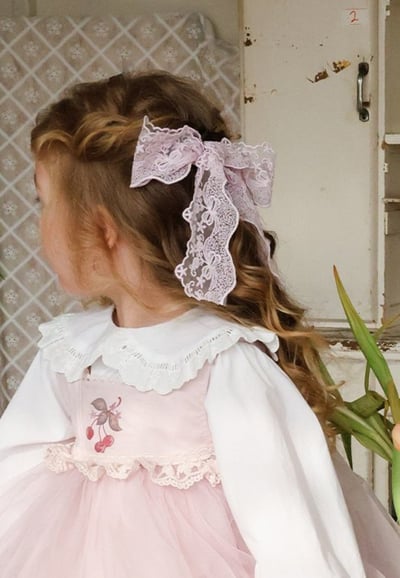 FLO06｜(free) 3色蕾絲滾邊蝴蝶結髮夾8