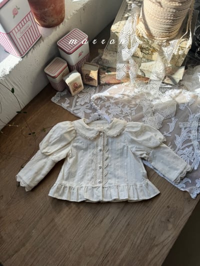 Marron62｜(1y-6y) 蕾絲公主袖襯衫6