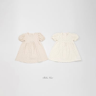 bebe nine34  (65cm-115cm) 2色點點公主袖連身裙2