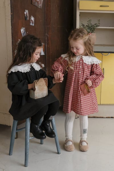 FLO30｜(75-135cm) 2色雪花翻領洋裝8