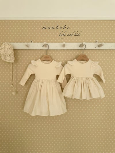 MONBEBE20｜(1y-8y) 簡約荷葉飛袖洋裝4