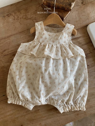 Mon petit03｜(66-90cm) 玫瑰碎花荷葉邊包屁衣4