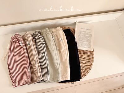 Valubebe69｜(65-90) 素面/條紋抽繩直筒褲3