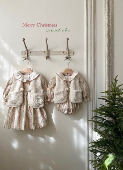 MONBEBE31｜(1y-9y) 聖誕花卉荷葉領洋裝14