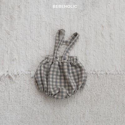 Bebe holic42｜(3m-18m) 格紋吊帶包屁褲10