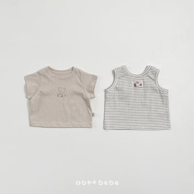 Oottbebe02｜(0m-12m  1y-7y)  素色上衣+條紋背心（兩件組）10