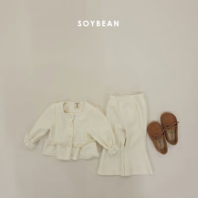 Soybean15｜(75cm-118cm) 荷葉蕾絲邊開襟外套喇叭褲套裝15