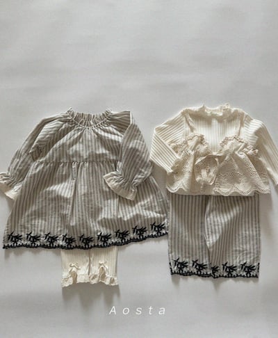 AOSTA30｜(6m-5y) 花卉壓紋/條紋洋裝4