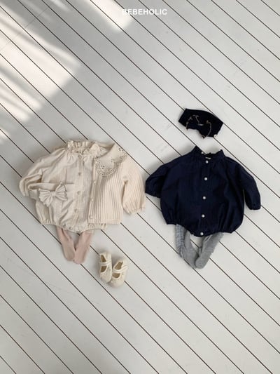 Bebe holic45｜(3m-18m) 壓紋褶皺領包屁衣12