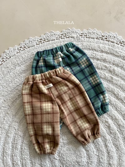 thelala46｜ (1y-6y) 格紋絨毛束口褲7