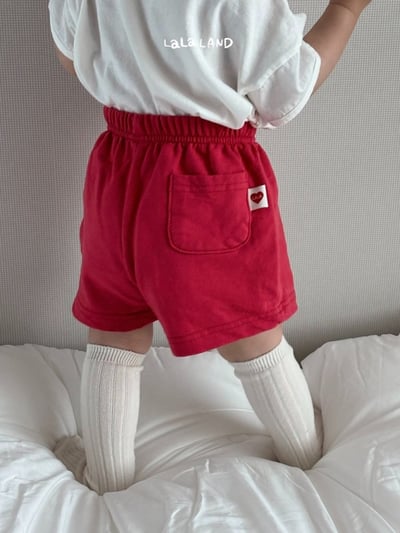lala land12｜(3m-18m) 4色口袋愛心標棉質短褲1