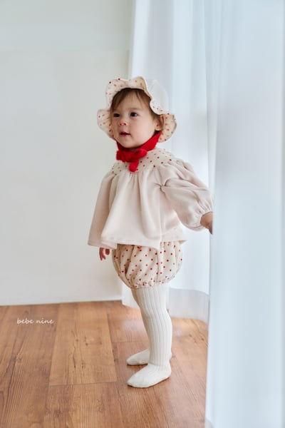 bebe nine05 (65cm-75cm) 2色波點撞色套裝含帽子2