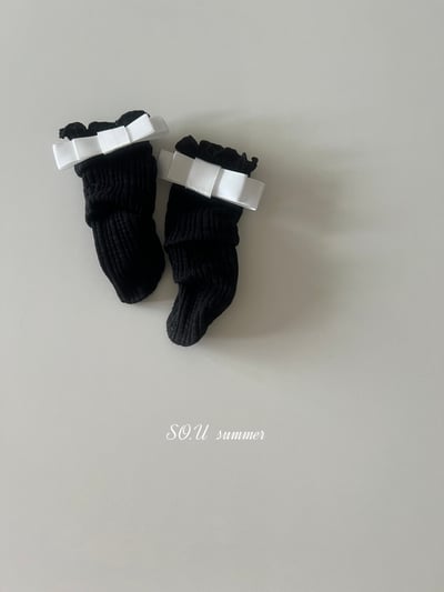 SO.U02｜(6m-4y)  緞帶無根捲邊長襪7