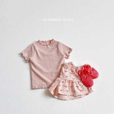 vivid46｜(78cm-125cm) 3款素色坑條木耳邊上衣24