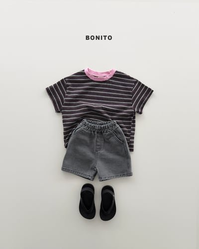 Bonito14｜(75cm-125cm) 2色條紋線條撞色上衣9