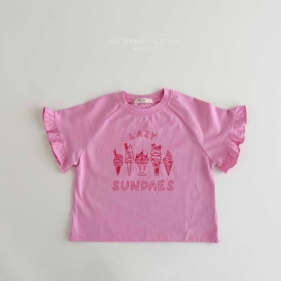 Melikey04｜(75-125cm) 冰淇淋印花荷葉袖上衣4