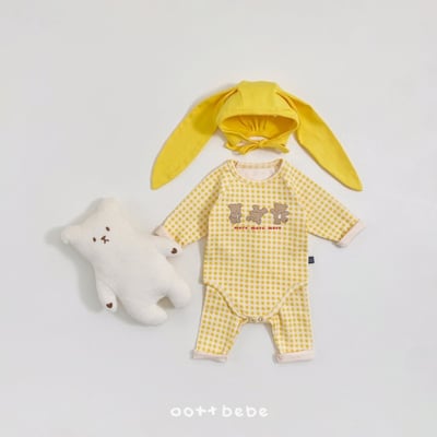 Oottbebe17｜(0m-12m) 格子熊熊居家包屁衣褲子套裝7