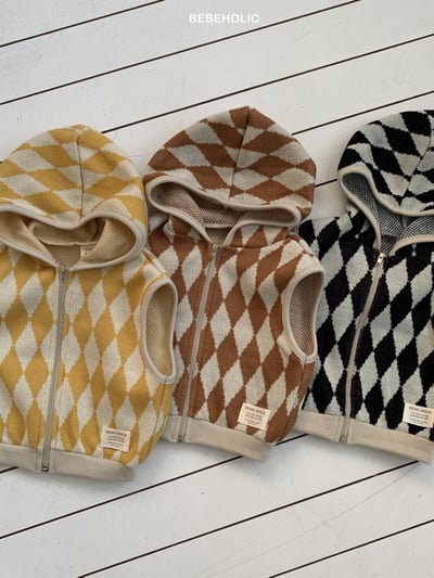 Bebe holic21｜(6m-18m) 菱格紋連帽針織背心1
