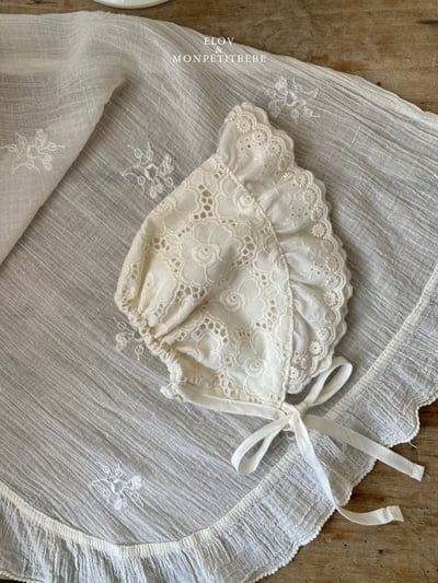 Mon petit01｜(66-90cm) 蕾絲花邊綁帶帽2