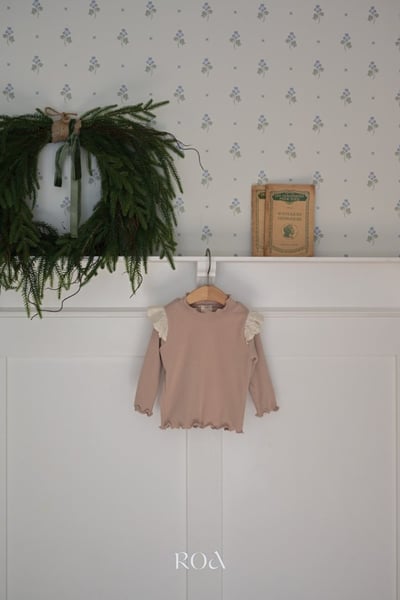 ROA38｜(6m-18m) 2色蕾絲荷葉袖捲邊上衣4