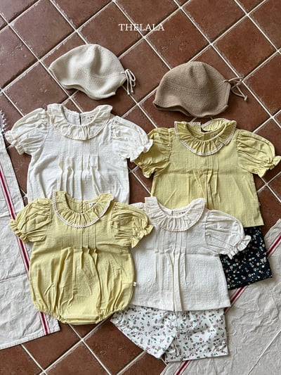 thelala50｜ (0m-18m) 滾邊荷葉領公主袖包屁衣4