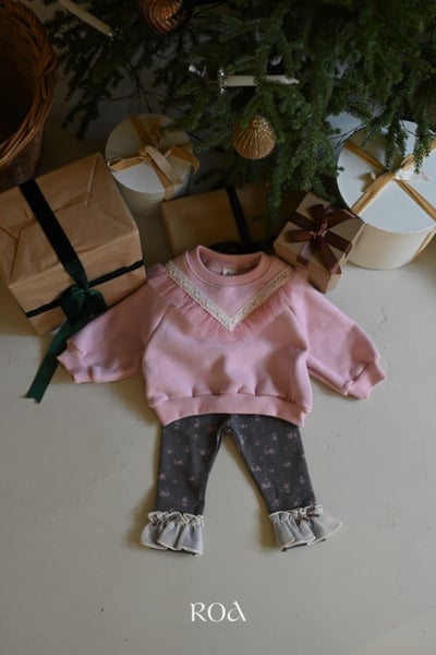 ROA35｜(6m-18m) 2色碎花薄紗荷葉邊緊身褲6