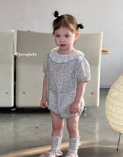 JE696｜(66-90cm) 藍色花卉包屁衣8