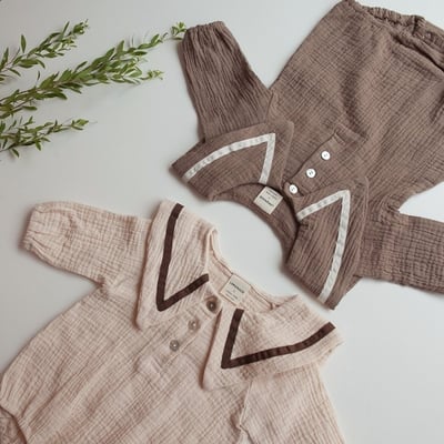 LEMONADE44｜(55cm-85cm) 2色尖翻領包屁衣含帽子15