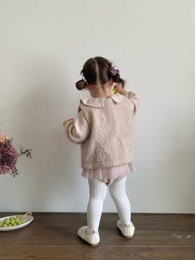 JE617｜(73cm-110cm) 翻領蝴蝶結薄紗包屁衣/羊羔毛背心13