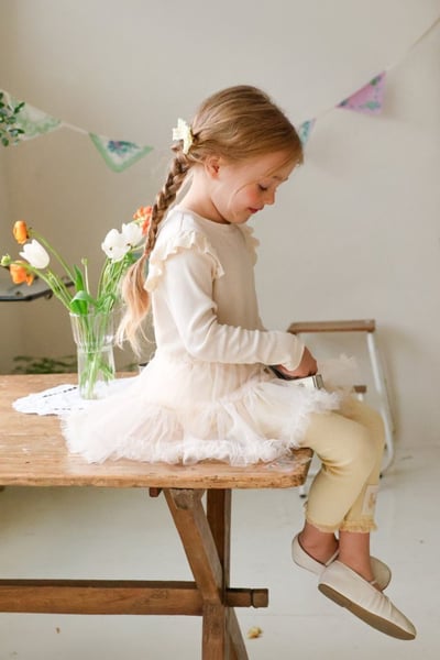 FLO58｜(75-140) 3色小兔花布蕾絲邊緊身褲10