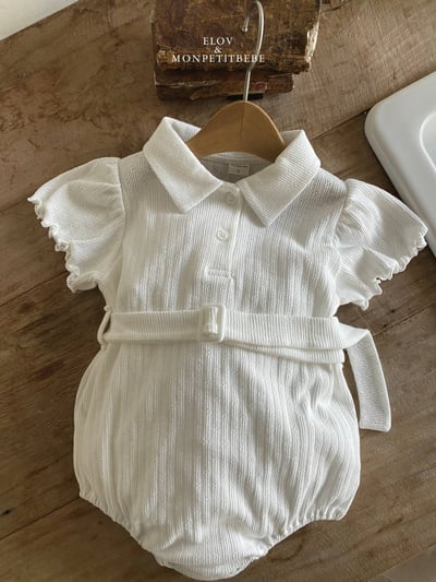 Mon petit07｜(66-90cm) 有領捲邊腰帶包屁衣11