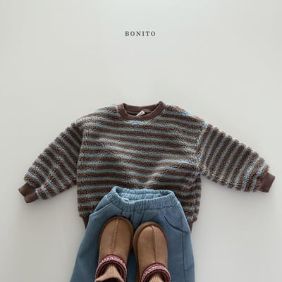 Bonito27｜(75cm-125cm) 條紋刷絨休閒上衣7