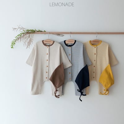 LEMONADE27｜(55cm-85cm) 3色條紋羅紋連身衣含帽子22