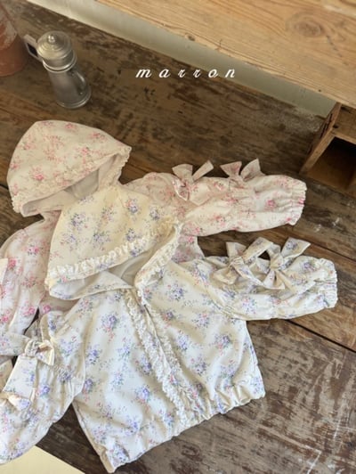 Marron03｜(1y-6y) 碎花蕾絲滾邊連帽外套7