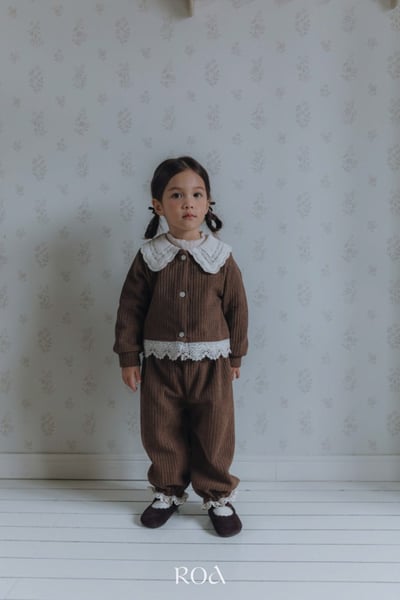 ROA11｜(80cm-120cm) 2色蕾絲翻領絨毛開衫上衣6