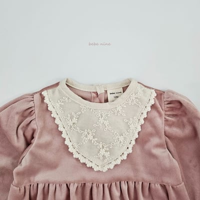 bebe nine10 (55cm-75cm) 2色絲絨蕾絲包屁衣13