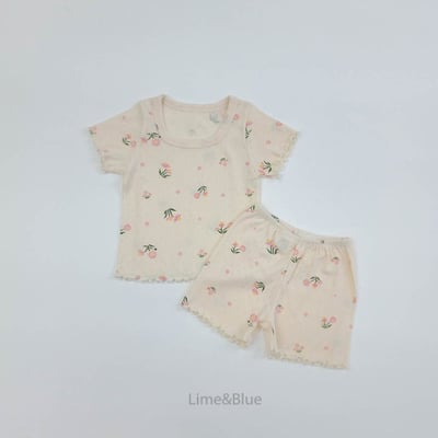 LIME&BLUE34｜(80-118cm)  木耳邊花朵套裝6