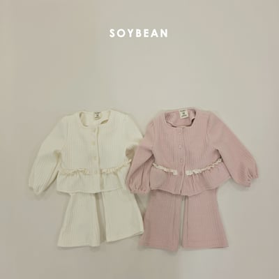Soybean15｜(75cm-118cm) 荷葉蕾絲邊開襟外套喇叭褲套裝6