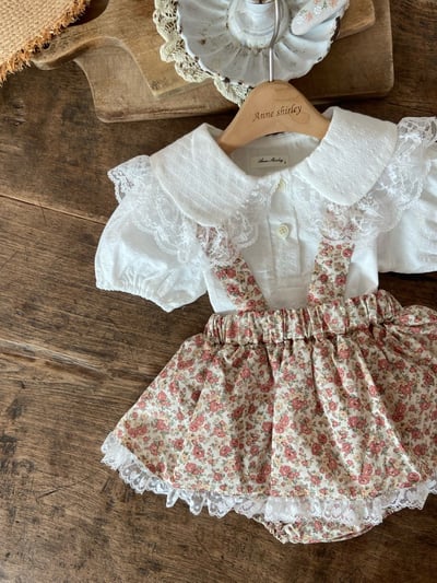 Anne Shirley21｜(3m-22m) 2色碎花玫瑰吊帶包屁裙3