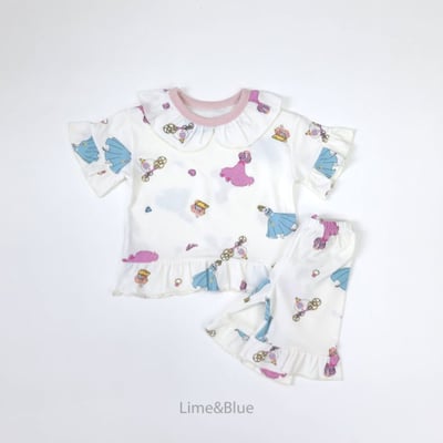 LIME&BLUE36｜(80-118cm MOM)  公主荷葉邊親子套裝9