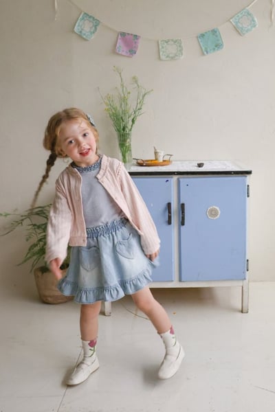 FLO34｜(75-140) 3色滾邊小蕾絲開襟外套3